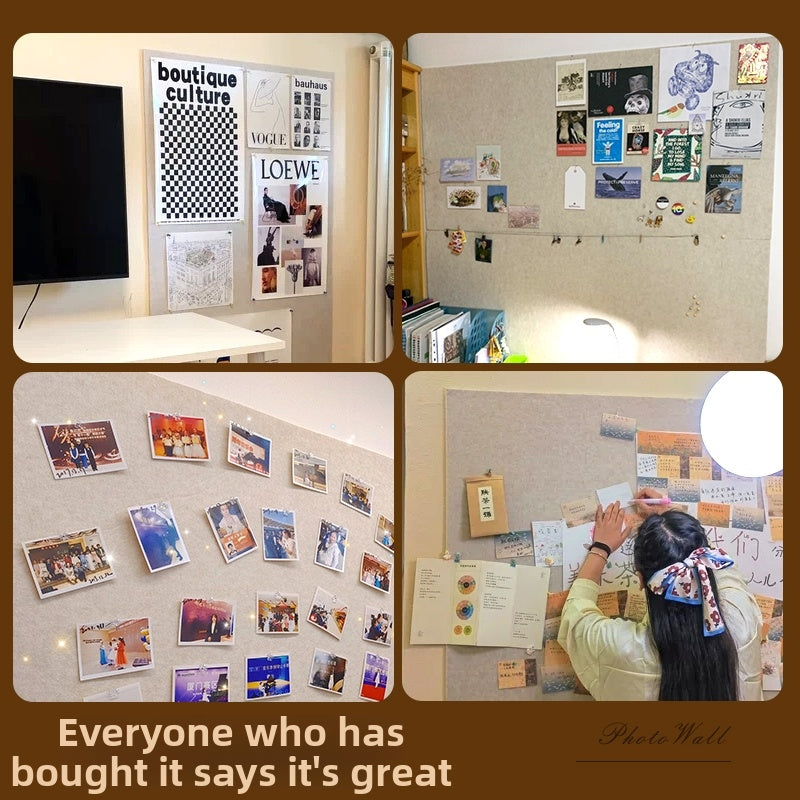 Photo Wall Cork Board – DIY Memo Display Board for Pictures, Notes & Room Decor, Easy Install No Wall Damage