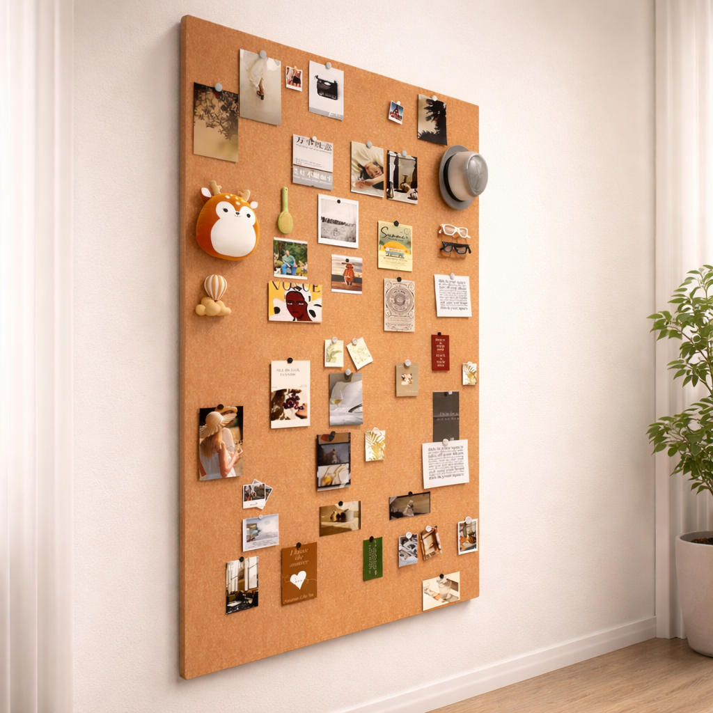 Photo Wall Cork Board – DIY Memo Display Board for Pictures, Notes & Room Decor, Easy Install No Wall Damage