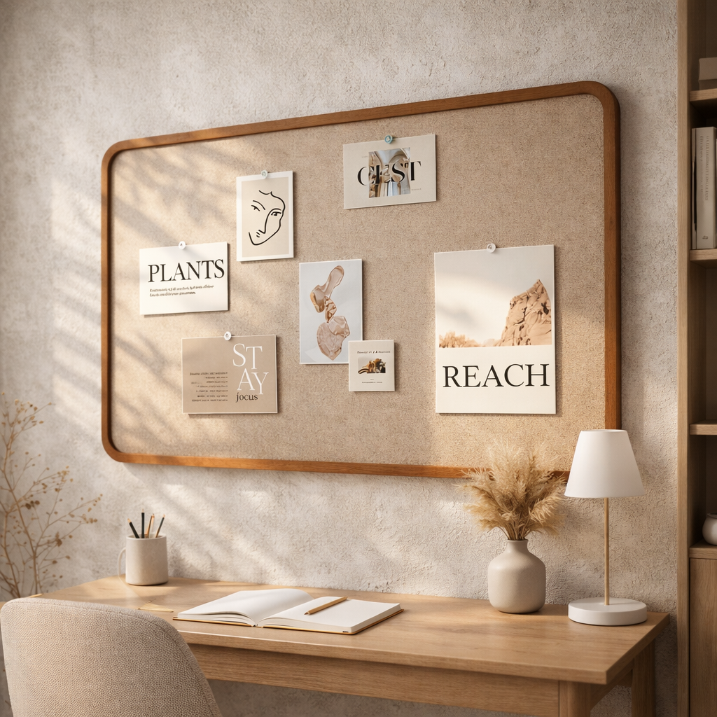Aesthetic Pin Board Wall Decor – Minimalist Photo & Memo Display Board
