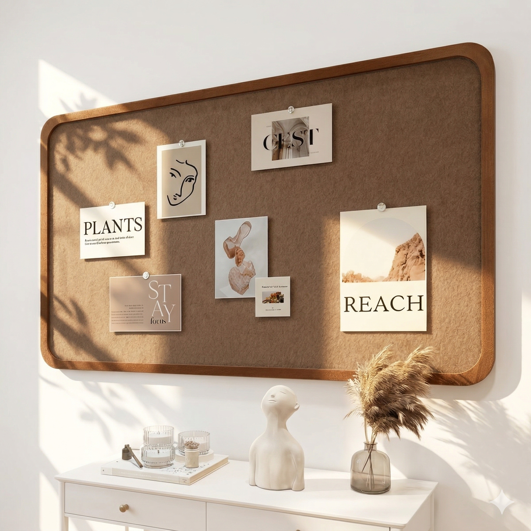 Aesthetic Pin Board Wall Decor – Minimalist Photo & Memo Display Board